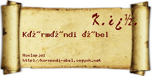 Körmöndi Ábel névjegykártya