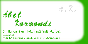 abel kormondi business card